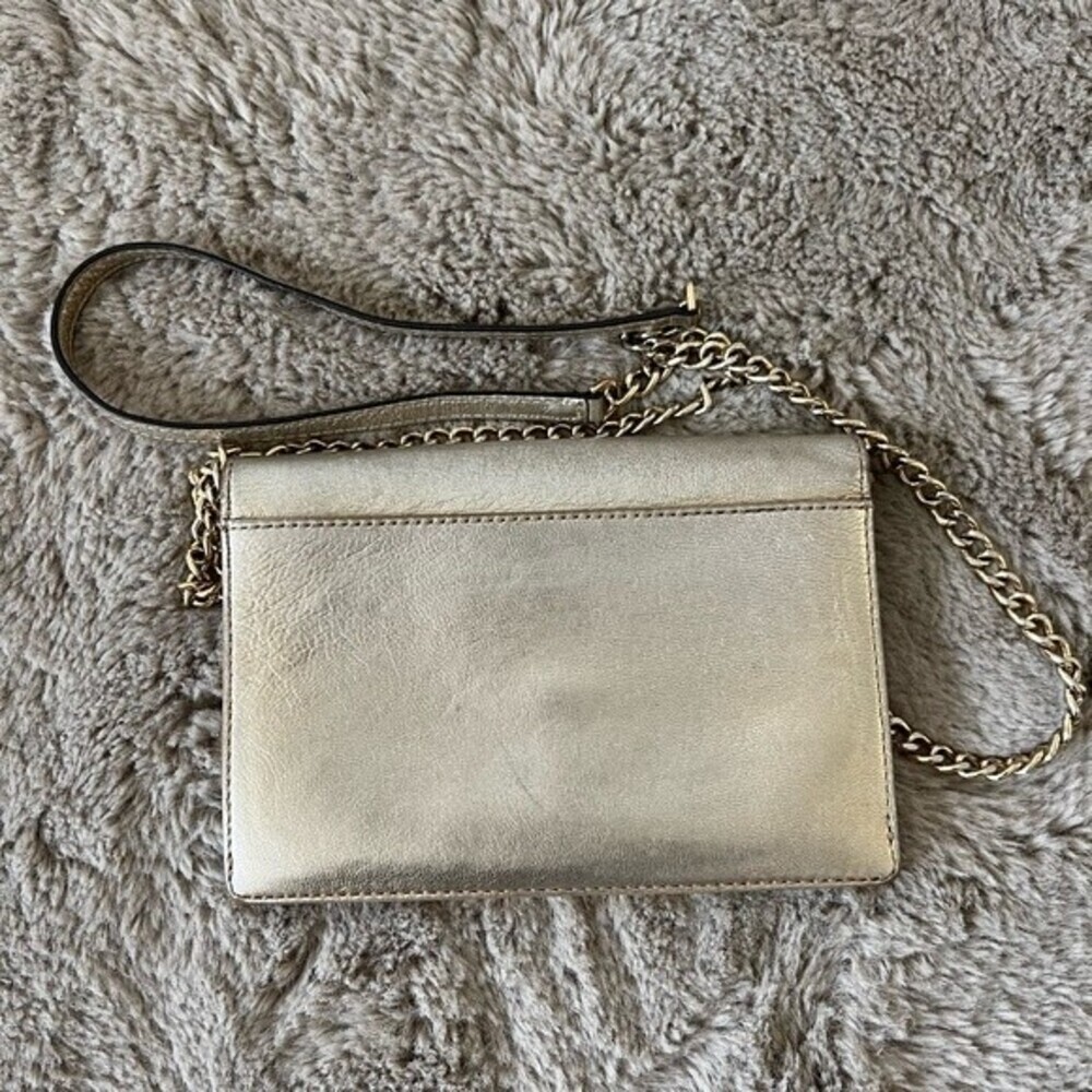 Michael Kors Metallic Gold Chain Crossbody Shoulder Bag Purse - Picture 4 of 13